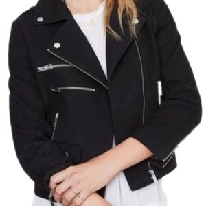 Anine Bing Black Suede Jacket with Silver Accents